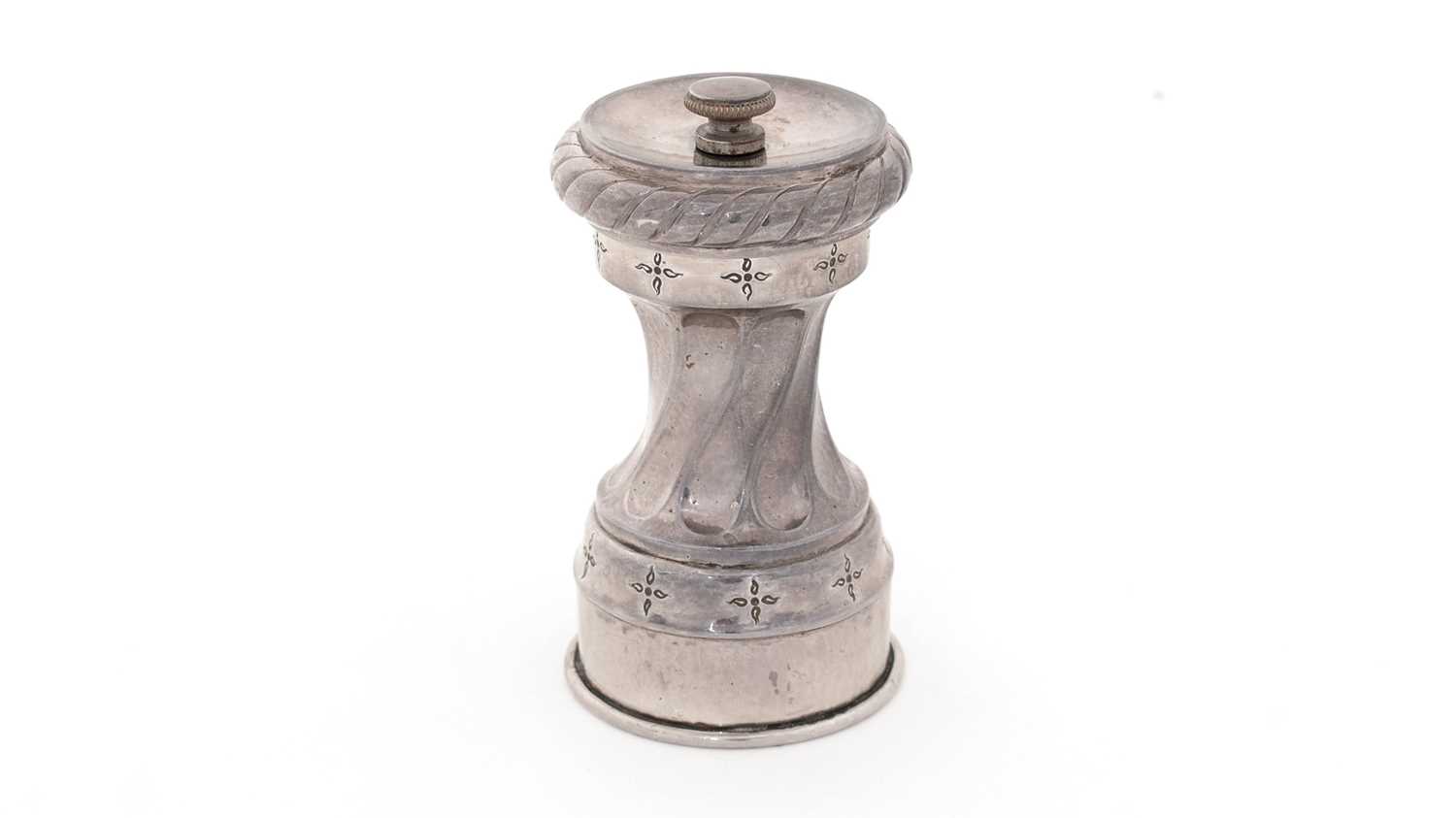 Lot 214 - A George VI silver-mounted pepper mill.