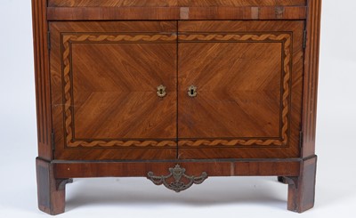 Lot 21 - A French late 18th century inlaid walnut secretaire a abattant