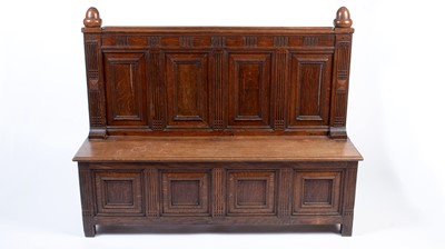 Lot 1135 - A 19th century Victorian oak hall seat / settle