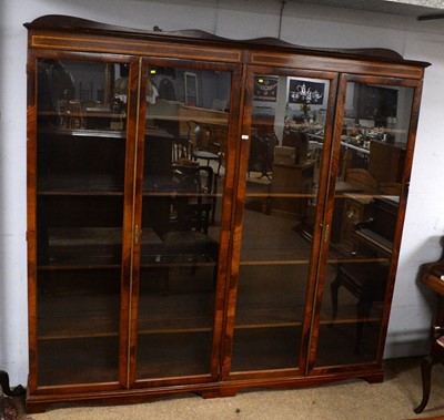 Lot 88 - An Edwardian-style mahogany and satinwood banded display case.