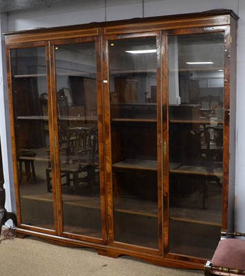 Lot 88 - An Edwardian-style mahogany and satinwood banded display case.