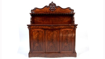 Lot 1139 - 19th century mahogany serpentine chiffonier