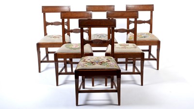 Lot 1140 - A set of six early 19th Century mahogany dining chairs.