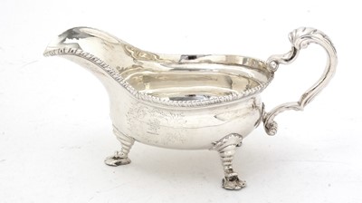 Lot 144 - A George III silver sauceboat.