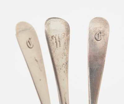 Lot 194 - Set of 6 George III salts; four Scottish saltspoons; and a pair of saltspoons.