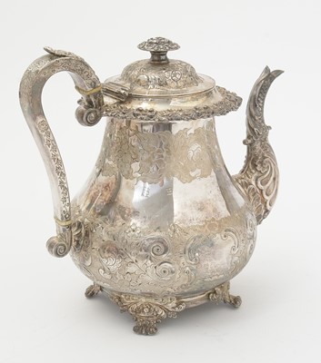 Lot 129 - A late period Old Sheffield plated coffee pot.