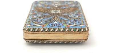 Lot 388 - An early 20th Century Russian silver-gilt and cloisonne enamelled cigarette case.