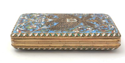 Lot 388 - An early 20th Century Russian silver-gilt and cloisonne enamelled cigarette case.