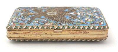 Lot 388 - An early 20th Century Russian silver-gilt and cloisonne enamelled cigarette case.