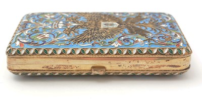 Lot 388 - An early 20th Century Russian silver-gilt and cloisonne enamelled cigarette case.