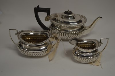 Lot 160 - A three piece silver tea service, by Nathen & Hayes