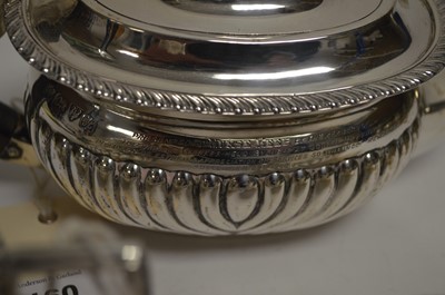 Lot 160 - A three piece silver tea service, by Nathen & Hayes