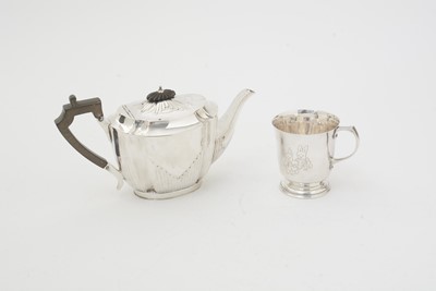 Lot 168 - A silver christening mug; and a small silver teapot.