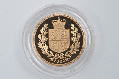 Lot 925 - Queen Elizabeth II gold proof sovereign, 2002 Golden Jubilee