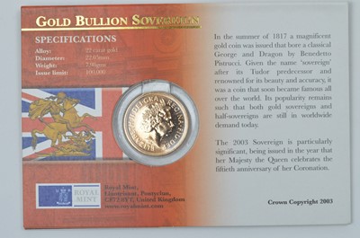 Lot 949 - Royal Mint United Kingdom: Queen Elizabeth II gold sovereign, 2004