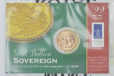 Lot 924 - Royal Mint United Kingdom: Queen Elizabeth II gold sovereign, 2001