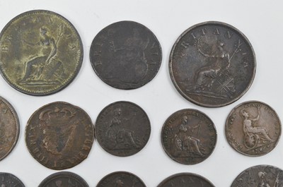 Lot 909 - A good selection of 17th Century and later British copper coinage.