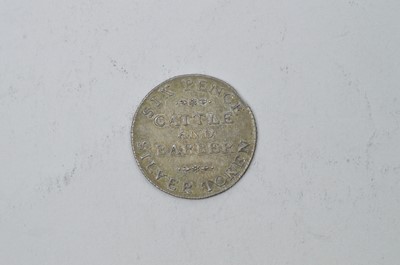 Lot 914 - York Cattle and Barber Six Pence silver token, 1811.