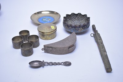 Lot 273 - A collection of Oriental brass, bronze and white metal wares