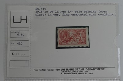 Lot 776 - GB GV 1915-18 5s. De La Rue pale carmine (worn plate)