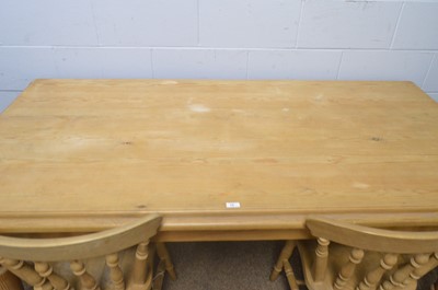 Lot 76 - Modern pine dining table; and six dining chairs, all in the Victorian-style.