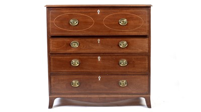 Lot 1098 - An George III mahogany secretaire chest of drawers