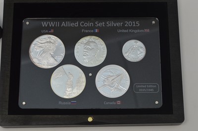 Lot 877 - WWII Allied five silver coin set