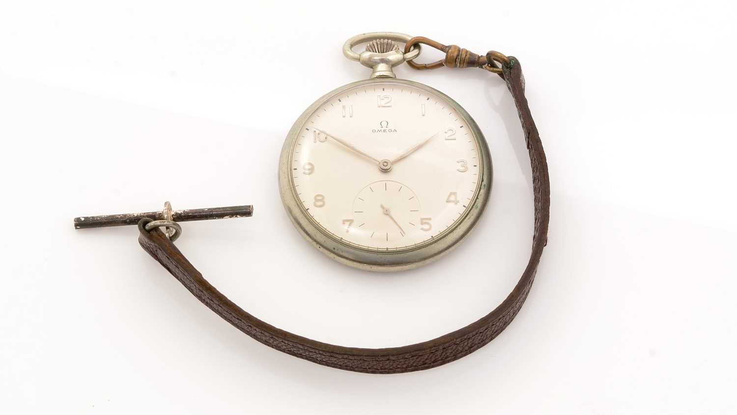 Lot 179 - An Omega steel cased pocket watch