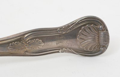 Lot 5 - A George III/IV silver christening knife, fork and spoon; and a Victorian knife.