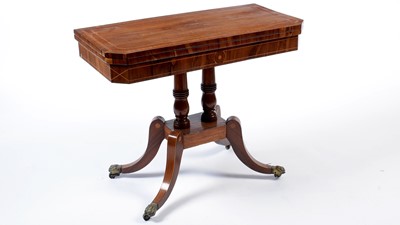 Lot 1100 - A Regency rosewood and satinwood banded card table.