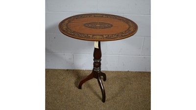 Lot 59 - A late 19th Century satinwood and marquetry tripod table.