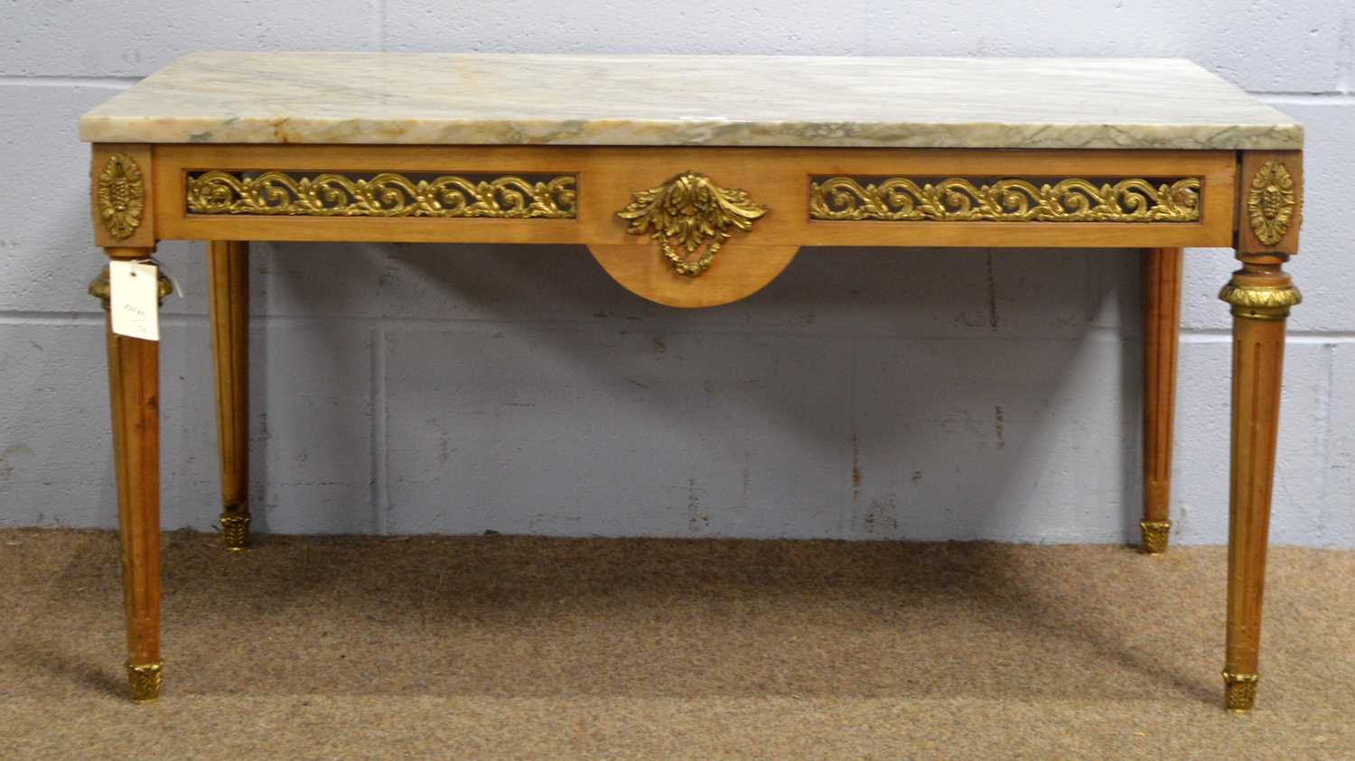 Lot 87 - A modern gold-painted, gilt-metal and marble top coffee table.