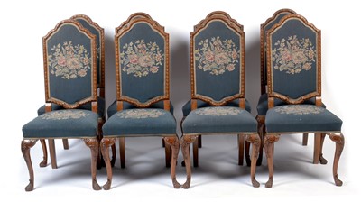 Lot 1102 - Attributed to Epstein: A mid 20th Century Queen Anne style burr walnut 10 piece dining suite