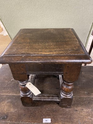 Lot 36 - An oak side table; and a stool.