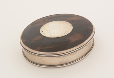 Lot 319 - A George I silver-mounted tortoiseshell tobacco box.