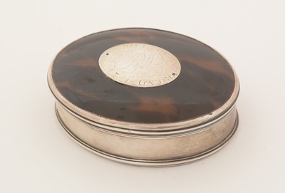 Lot 319 - A George I silver-mounted tortoiseshell tobacco box.