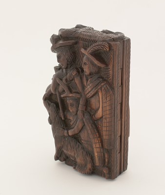 Lot 338 - A late Victorian Scottish carved wooden "blind man" snuff box