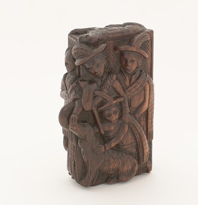 Lot 338 - A late Victorian Scottish carved wooden "blind man" snuff box