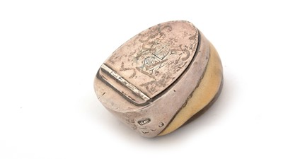Lot 341 - A small Victorian silver-mounted hoof snuff box.