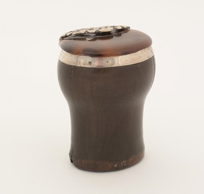 Lot 360 - A mid 18th Century Scottish silver-mounted treen snuff mull.