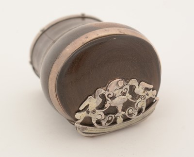 Lot 362 - A mid 18th Century Scottish silver-mounted treen snuff mull.