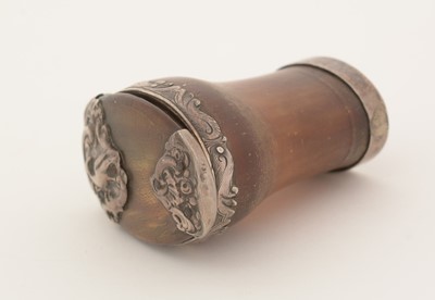Lot 379 - A George II small Scottish silver-mounted horn snuff mull.
