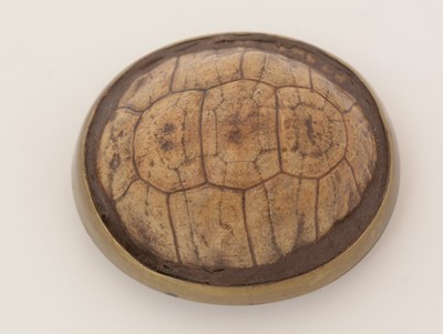 Lot 380 - A 19th Century brass-mounted terrapin carapace snuff box.