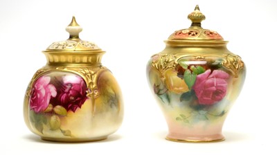 Lot 890 - Two Royal Worcester pot pourri vases