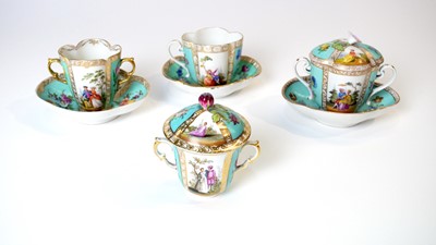 Lot 920 - Four Dresden cups and three saucers.