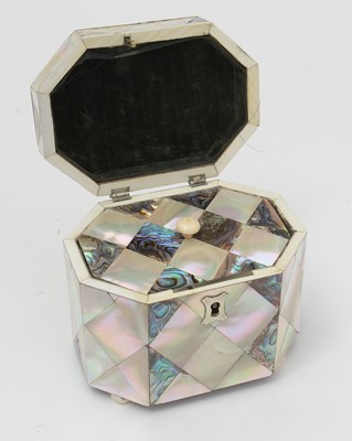 Lot 383 - A Victorian mother-of-pearl and abalone shell tea caddy.