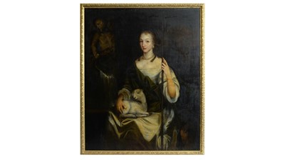 Lot 651 - Circle of Sir Peter Lely - Portrait of a Noble Woman in the Guise of a Shepherdess | oil