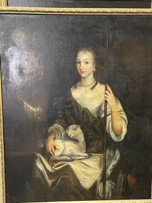 Lot 651 - Circle of Sir Peter Lely - Portrait of a Noble Woman in the Guise of a Shepherdess | oil