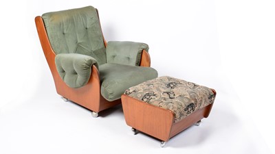 Lot 28 - A mid 20th Century circa 1960's saddleback gaming chair by G-Plan; together with a G-Plan stool