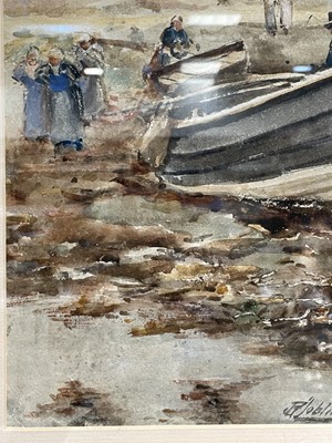 Lot 987 - Robert Jobling - Preparing the Boat | watercolour